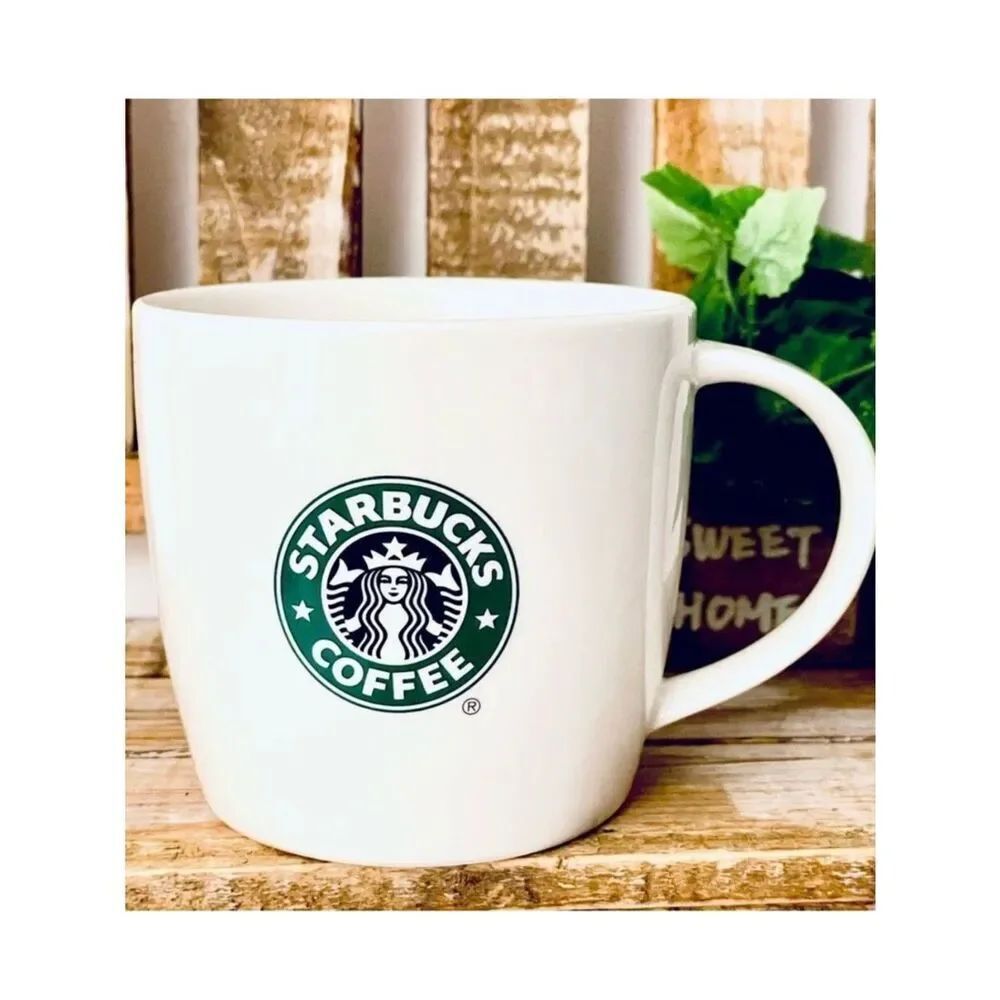 NWT Gorgeous Starbucks 2008 Mermaid Siren Logo White Green New Bone China Mug